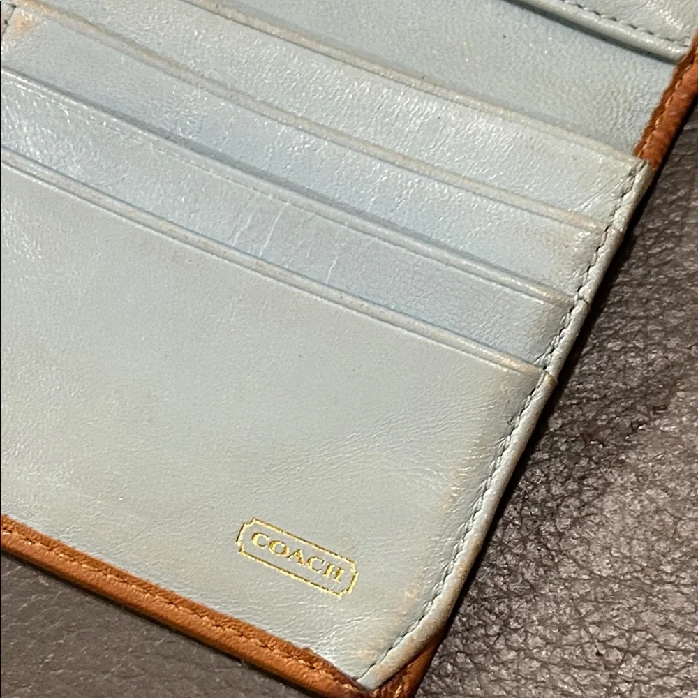 Vintage Coach Continental Brown and Tan Women's Leather and canvas Wallet - Picture 14 of 14